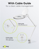 Goobay LED-luplampe med klemme, 8 W, hvid 650 lm, 127 mm krystalglaslinse, 1,75x forstørrelse, 3 dioptrier