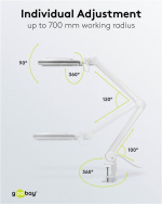 Goobay LED-luplampe med klemme, 9 W, hvid 80-730 lm, dæmpbar, 127 mm krystalglaslinse, 1,75x forstørrelse, 3 dioptrier