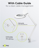 Goobay LED-luplampe med klemme, 9 W, hvid 80-730 lm, dæmpbar, 127 mm krystalglaslinse, 1,75x forstørrelse, 3 dioptrier