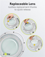 Goobay LED-luplampe med fod, 6 W, hvid 80-450 lm, dæmpbar, 100 mm glaslinse, 1,75x forstørrelse, 3 dioptrier