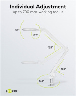 Goobay LED-luplampe med klemme, 10 W, hvid 800 lm, lysstyrke og lysfarve justerbar, 127 mm glaslinse, 1,75x forstørrelse, 3 dioptrier