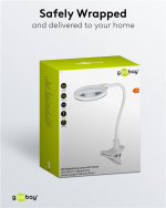 Goobay LED-luplampe med klemme, 6 W, hvid 480 lm, 100 mm glaslinse, 1,75x forstørrelse, 3 dioptrier