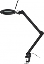 Goobay LED-luplampe med klemme, 10 W, sort 800 lm, lysstyrke og lysfarve justerbar, 127 mm glaslinse, 1,75x forstørrelse, 3 dioptrier