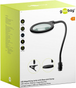 Goobay LED-luplampe med fod/klemme, 6 W, sort 480 lm, 100 mm glaslinse, 1,75x forstørrelse, 3 dioptrier