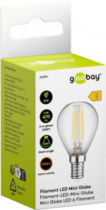 Goobay Filament-LED mini globe, 4 W sokkel E14, varm hvid, kan ikke dæmpes