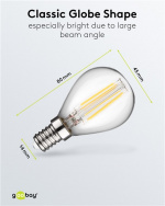 Goobay Filament-LED mini globe, 4 W sokkel E14, varm hvid, kan ikke dæmpes