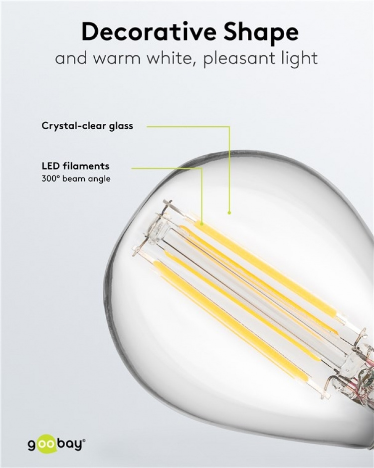 Goobay Filament-LED mini globe, 4 W sokkel E14, varm hvid, kan ikke dæmpes