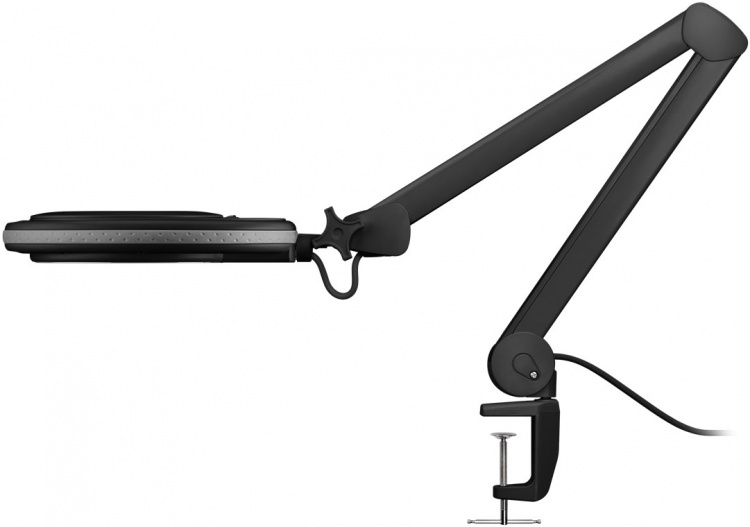 Goobay LED-luplampe med klemme, 8 W, sort 650 lm, 127 mm krystalglaslinse, 1,75x forstørrelse, 3 dioptrier