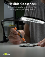 Goobay LED-luplampe med klemme, 6 W, sort 480 lm, 100 mm glaslinse, 1,75x forstørrelse, 3 dioptrier