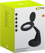 Goobay LED-luplampe med fod, 6 W, sort 450 lm, 100 mm glaslinse, 1,75x forstørrelse, 3 dioptrier
