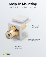 Goobay Keystone-modul phono/RCA 2x phonosocket, hvid, forgyldt