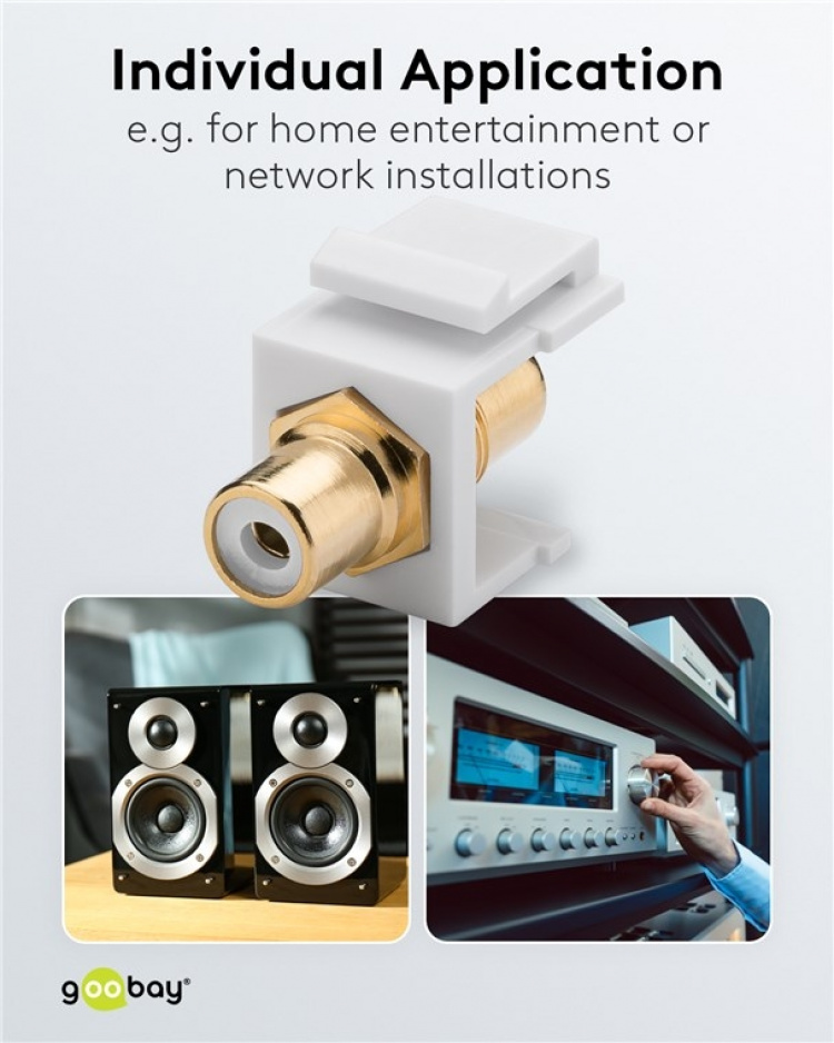 Goobay Keystone-modul phono/RCA 2x phonosocket, hvid, forgyldt