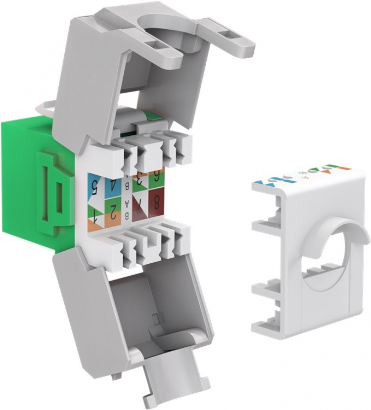 Goobay Keystone modul RJ45 CAT 6A, UTP 16,5 mm bred, krokodilleklemme til værktøjsfri IDC-montering
