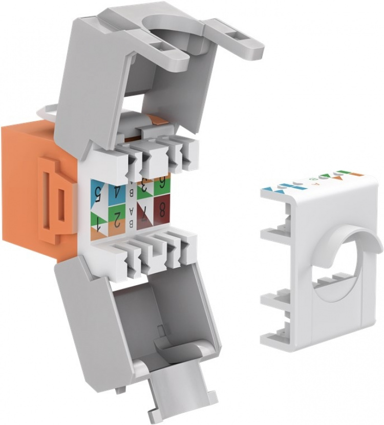 Goobay Keystone modul RJ45 CAT 6A, UTP 16,5 mm bred, krokodilleklemme til værktøjsfri IDC-montering