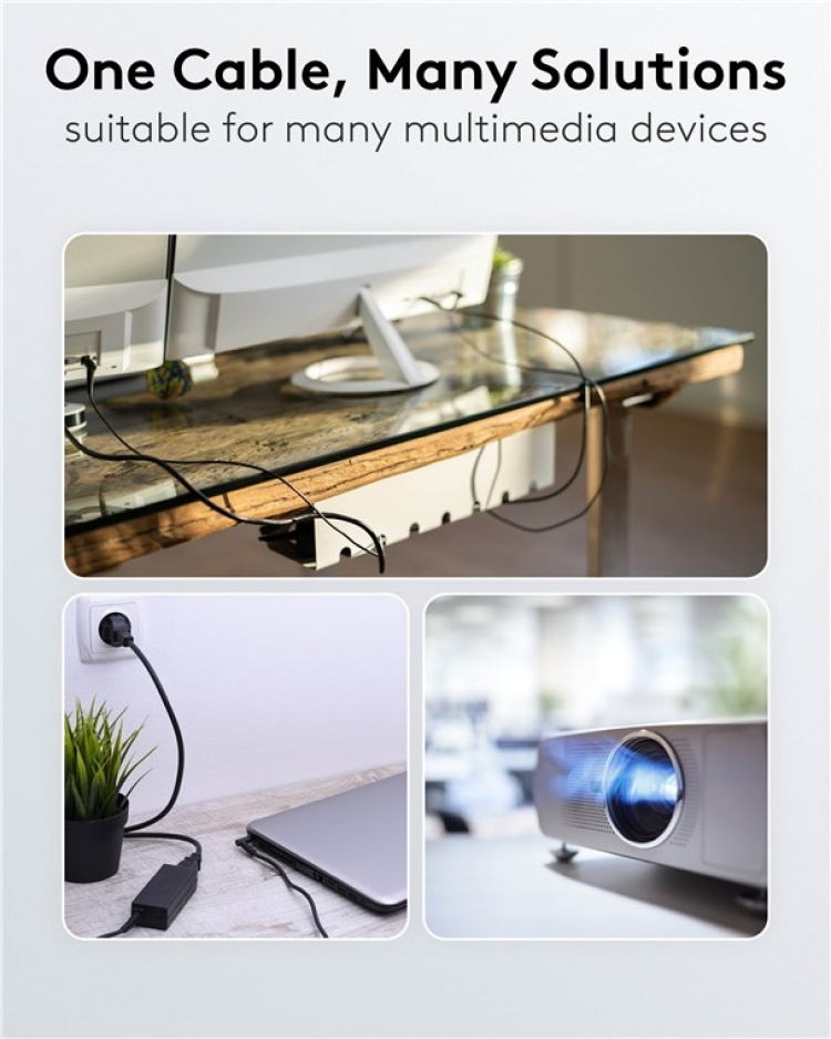 Goobay Nettilslutningskabel Schweiz, 1,8 m, sort Schweizisk stik (type J, SEV 1011) > apparatudtag C5