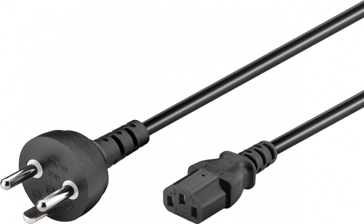 Goobay IEC-kabel Danmark type K, 2 m, sort Danmarks stik (Type K, IEC 60906-1) > C13 apparatudtag (IEC-stik)