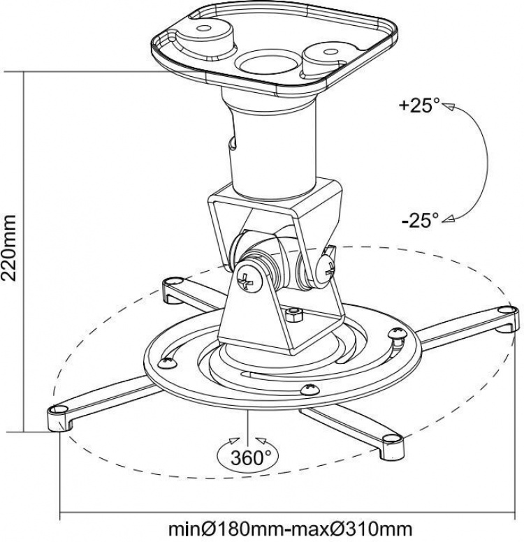 One For All WM5320 -projektorin kattoteline