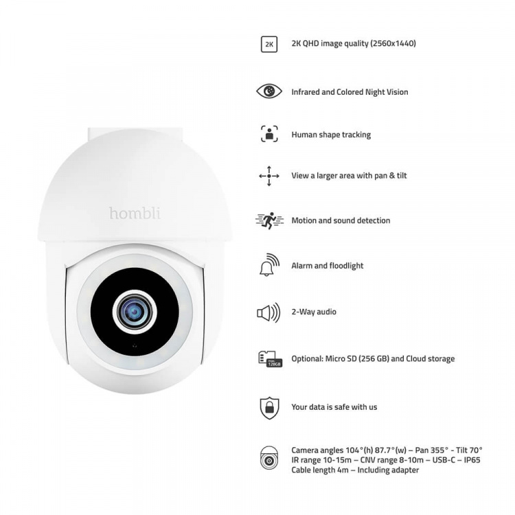 Hombli Smart Pan & Tilt Cam White Hombli Smart Pan & Tilt Cam White