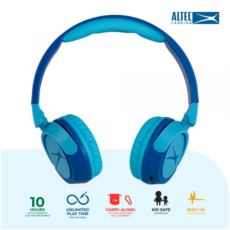 Altec Lansing Høretelefoner Kids Trådløs 2i1 On-Ear Blå