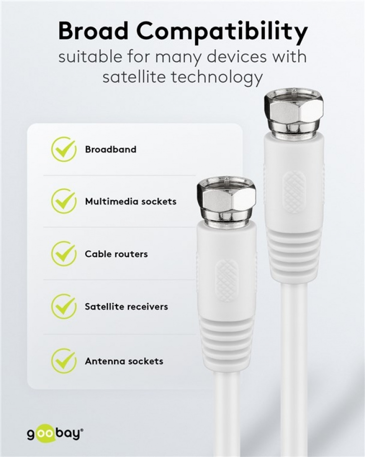 Goobay SAT-antennekabel (80 dB), dobbelt afskærmet F-stik > F-stik (fuldt afskærmet), 5 m