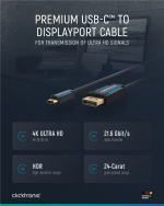 ClickTronic Adapterkabel från USB-C™ till DisplayPort™ Premiumkabel | USB-C™-kontakt DisplayPort™-kontakt | 1,0 m | 4K @ 60 Hz ClickTronic Adapterkabel från USB-C™ till DisplayPort™ Premiumkabel | USB-C™-kontakt DisplayPort™-kontakt | 1,0 m | 4K @ 60 Hz