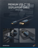 ClickTronic Adapterkabel från USB-C™ till DisplayPort™ Premiumkabel | USB-C™-kontakt DisplayPort™-kontakt | 1,0 m | 4K @ 60 Hz ClickTronic Adapterkabel från USB-C™ till DisplayPort™ Premiumkabel | USB-C™-kontakt DisplayPort™-kontakt | 1,0 m | 4K @ 60 Hz