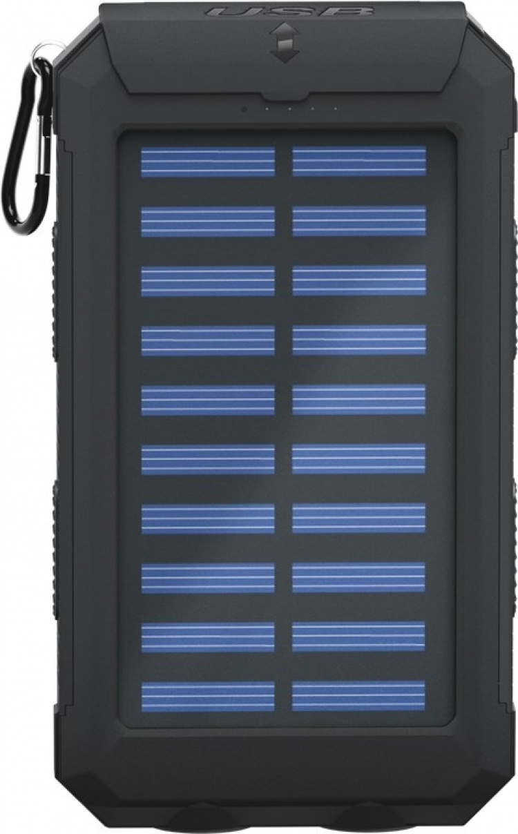 Goobay Outdoor-powerbank 8.0 (8.000 mAh) til udendørs eventyr med robust design, solcellepanel og lommelygtefunktion Goobay Outdoor-powerbank 8.0 (8.000 mAh) til udendørs eventyr med robust design, solcellepanel og lommelygtefunktion