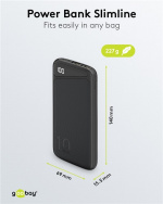 Goobay Powerbank Slimline 10.000 mAh Kraftige 10.000 mAh med statusdisplay