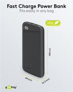 Goobay Hurtig opladning Powerbank 10.000 mAh (USB-C™ PD, QC 3.0) Kraftfuld powerbank med statusdisplay, Quick Charge-kompatibel Goobay Hurtig opladning Powerbank 10.000 mAh (USB-C™ PD, QC 3.0) Kraftfuld powerbank med statusdisplay, Quick Charge-kompatibel