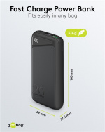 Goobay Hurtig opladning Powerbank 20.000 mAh (USB-C™ PD, QC 3.0) Kraftfuld powerbank med statusdisplay, Quick Charge-kompatibel Goobay Hurtig opladning Powerbank 20.000 mAh (USB-C™ PD, QC 3.0) Kraftfuld powerbank med statusdisplay, Quick Charge-kompatibel