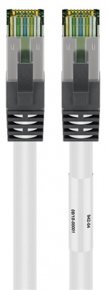 Goobay CAT 8.1 Patchkabel, S/FTP (PiMF), hvid 99,9 % iltfri kobberleder (OFC), AWG 24, halogenfri kabelkappe (LSZH), 0.25 m