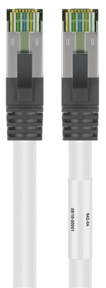Goobay CAT 8.1 Patchkabel, S/FTP (PiMF), hvid 99,9 % iltfri kobberleder (OFC), AWG 24, halogenfri kabelkappe (LSZH), 0.25 m