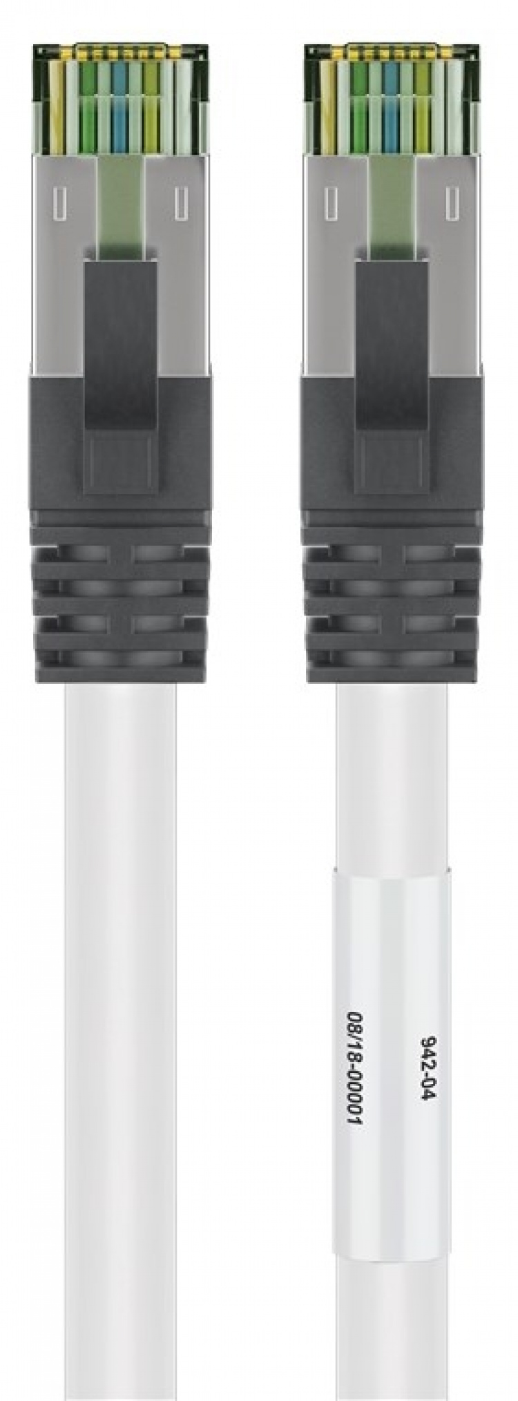 Goobay CAT 8.1 Patchkabel, S/FTP (PiMF), hvid 99,9 % iltfri kobberleder (OFC), AWG 24, halogenfri kabelkappe (LSZH), 0.25 m