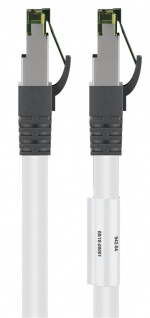 Goobay RJ45 (CAT 6A, 500 MHz) patchkabel med CAT 8.1 S/FTP råkabel, hvid 99,9 % iltfri kobberleder (OFC), AWG 24, halogenfri kabelkappe (LSZH), 15 m