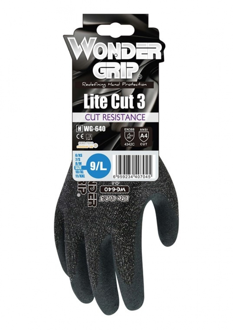 Wonder Grip WG-640 Car repair shop, Assembly, Steel industry, Waste industry, medium cut protection in dry, damp and slightly oily environments, XL/10