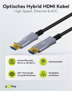 Goobay Optisk hybrid ultrahøjhastigheds HDMI™-kabel med Ethernet (AOC) højhastighedskabel, 8K @ 6Hz/ 4K @ 120 Hz, til lange transmissionsafstande, 40 m Goobay Optisk hybrid ultrahøjhastigheds HDMI™-kabel med Ethernet (AOC) højhastighedskabel, 8K @ 6Hz/ 4K @ 120 Hz, til lange transmissionsafstande, 40 m