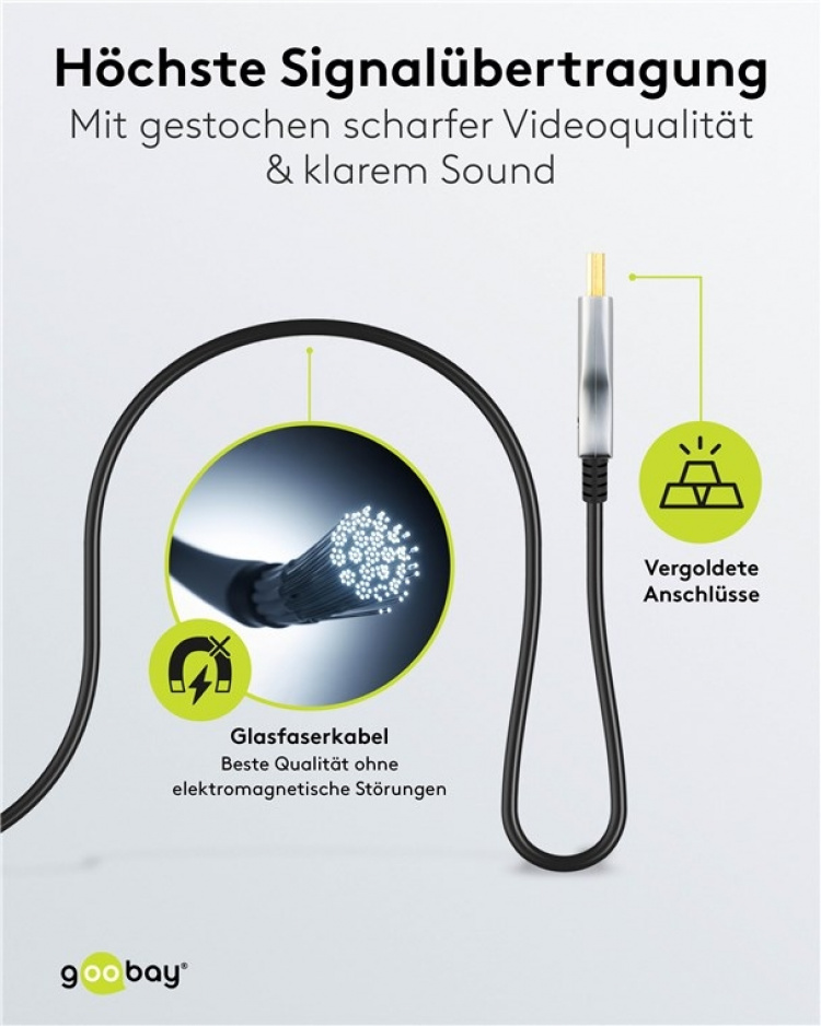 Goobay Optisk hybrid ultrahøjhastigheds HDMI™-kabel med Ethernet (AOC) højhastighedskabel, 8K @ 6Hz/ 4K @ 120 Hz, til lange transmissionsafstande, 40 m Goobay Optisk hybrid ultrahøjhastigheds HDMI™-kabel med Ethernet (AOC) højhastighedskabel, 8K @ 6Hz/ 4K @ 120 Hz, til lange transmissionsafstande, 40 m