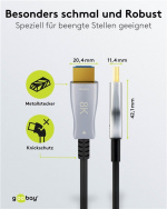 Goobay Optisk hybrid ultrahøjhastigheds HDMI™-kabel med Ethernet (AOC) højhastighedskabel, 8K @ 6Hz/ 4K @ 120 Hz, til lange transmissionsafstande, 40 m Goobay Optisk hybrid ultrahøjhastigheds HDMI™-kabel med Ethernet (AOC) højhastighedskabel, 8K @ 6Hz/ 4K @ 120 Hz, til lange transmissionsafstande, 40 m
