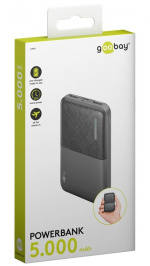 Goobay Powerbank kompakt 5.000 mAh praktisk og pladsbesparende design med 5.000 mAh, perfekt til at rejse Goobay Powerbank kompakt 5.000 mAh praktisk og pladsbesparende design med 5.000 mAh, perfekt til at rejse