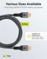 Goobay Højhastigheds HDMI™-kabel med Ethernet, 0,5 m, Sharkskin Grey HDMI™ stik (type A) > HDMI™ stik (type A)