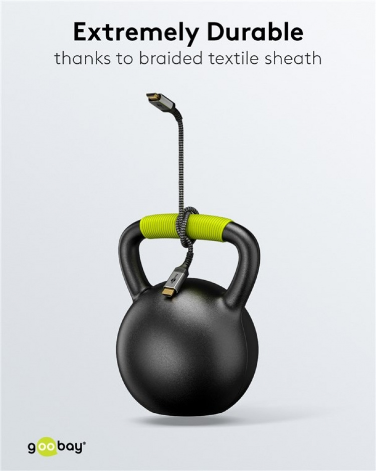 Goobay Højhastigheds HDMI™-kabel med Ethernet, 0,5 m, Sharkskin Grey HDMI™ stik (type A) > HDMI™ stik (type A)