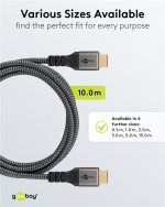 Goobay Højhastigheds HDMI™-kabel med Ethernet, 10 m, Sharkskin Grey HDMI™ stik (type A) > HDMI™ stik (type A) Goobay Højhastigheds HDMI™-kabel med Ethernet, 10 m, Sharkskin Grey HDMI™ stik (type A) > HDMI™ stik (type A)