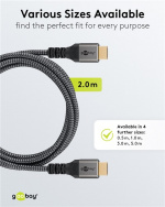 Goobay Ultrahøjhastigheds HDMI™-kabel, 2 m, Sharkskin Grey HDMI™ stik (type A) > HDMI™ stik (type A)
