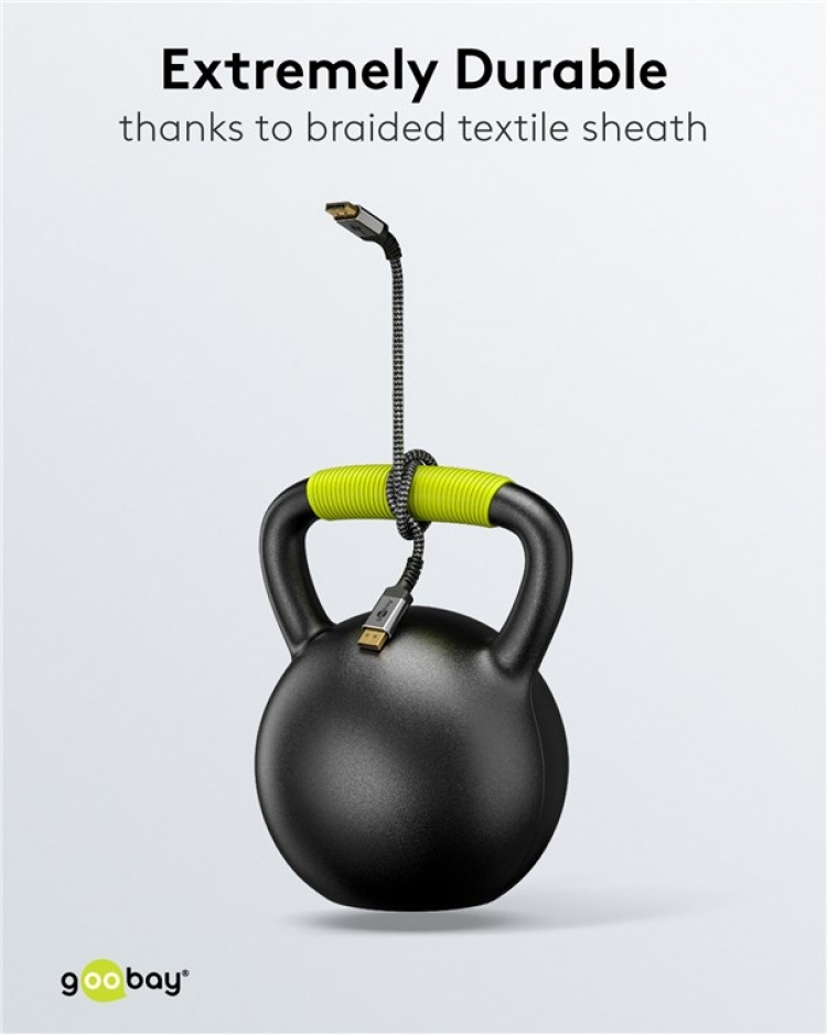 Goobay DisplayPort-kabel, DP 1.4, 1 m, Sharkskin Grey DisplayPort™ stik > DisplayPort™ stik Goobay DisplayPort-kabel, DP 1.4, 1 m, Sharkskin Grey DisplayPort™ stik > DisplayPort™ stik