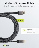 Goobay DisplayPort™ til HDMI™-kabel, 5 m, Sharkskin Grey DisplayPort™ stik > HDMI™ stik (type A) Goobay DisplayPort™ til HDMI™-kabel, 5 m, Sharkskin Grey DisplayPort™ stik > HDMI™ stik (type A)