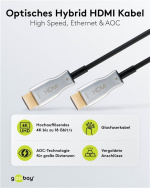 Goobay Optisk hybrid højhastigheds HDMI™-kabel med Ethernet (AOC) Højhastighedskabel, 4K @ 60 Hz, til lange transmissionsafstande, 30 m Goobay Optisk hybrid højhastigheds HDMI™-kabel med Ethernet (AOC) Højhastighedskabel, 4K @ 60 Hz, til lange transmissionsafstande, 30 m