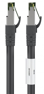 Goobay RJ45 (CAT 6A, 500 MHz) patchkabel med CAT 8.1 S/FTP råkabel, sort 99,9 % iltfri kobberleder (OFC), AWG 24, halogenfri kabelkappe (LSZH), 15 m