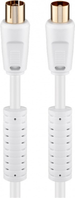 Goobay Antennekabel med ferrit (80 dB), dobbelt afskærmet guldbelagt, koaksial-stik > koaksial-hunstik (fuldt afskærmet), 2.5 m Goobay Antennekabel med ferrit (80 dB), dobbelt afskærmet guldbelagt, koaksial-stik > koaksial-hunstik (fuldt afskærmet), 2.5 m