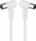 Goobay Vinkelt antennekabel (80 dB), dobbelt afskærmet koaksial-stik 90° > koaksial-hunstik 90° (fuldt afskærmet), 3.5 m