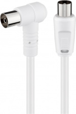 Goobay Vinkelt antennekabel (80 dB), dobbelt afskærmet koaksial-stik > koaksial-hunstik 90° (fuldt afskærmet), 2.5 m